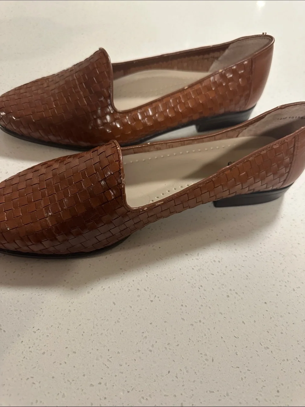 Trotters Cognac Woven Leather Slip-On Loafers